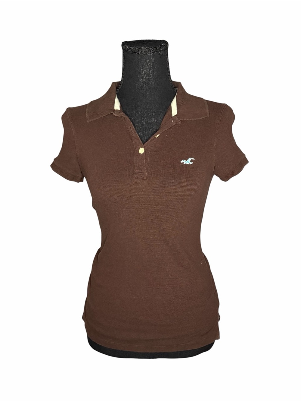 Y2k Hollister Classic Brown Polo Shirt Fitted Women’s Medium